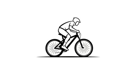 Fototapeta premium Man Riding a Bicycle Fast Outdoors.