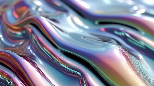Iridescent liquid fabric material reflecting light creating a futuristic abstract background