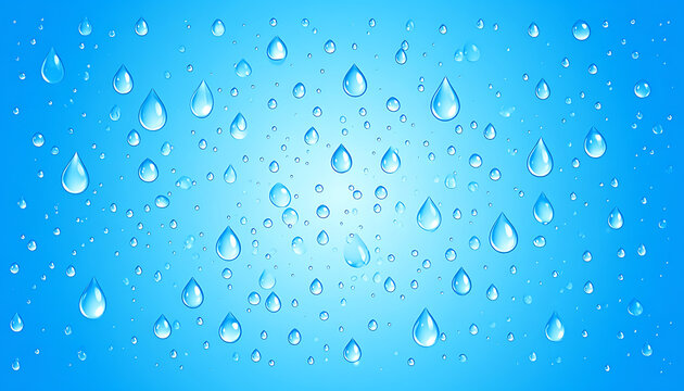 water drops background, fresh clean liquid pattern with sparkling droplets on blue gradient, abstract natural backdrop