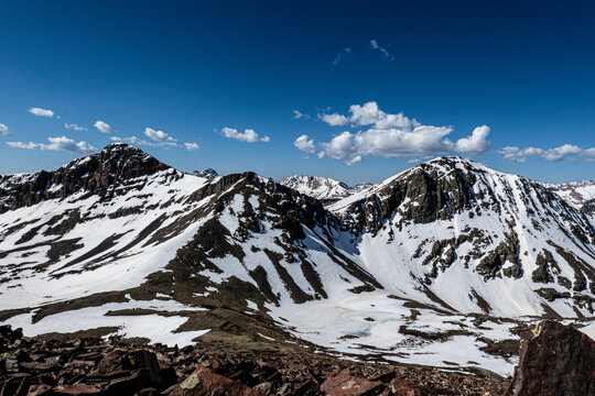 Snowy Colorado Rocky Mountains.  Rugged Weminuche Wilderness.  