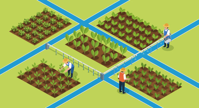 Smart irrigation system managing water distribution in agricultural fields for optimal crop growth and resource conservation