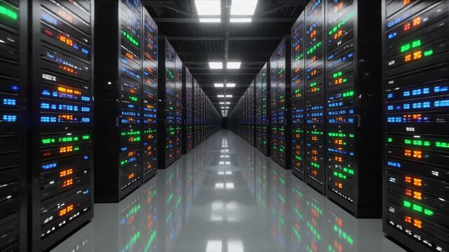 Rows of computer server racks.