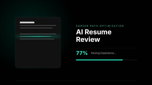 Ai resume review animation showing document scanning and progress bar
