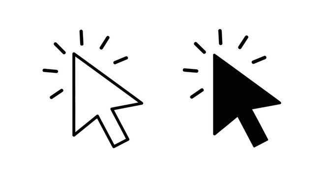 Two computer cursor icons, outline and solid, representing user interface pointers for digital design.