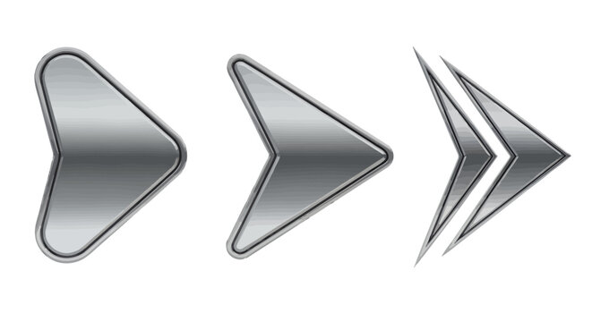 Sequence of three gray chevron arrows pointing to the right, representing forward movement and progression in a graphic icon set.