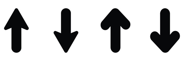Obraz premium A graphic collection of four distinct black arrows pointing both upwards and downwards on a clean background