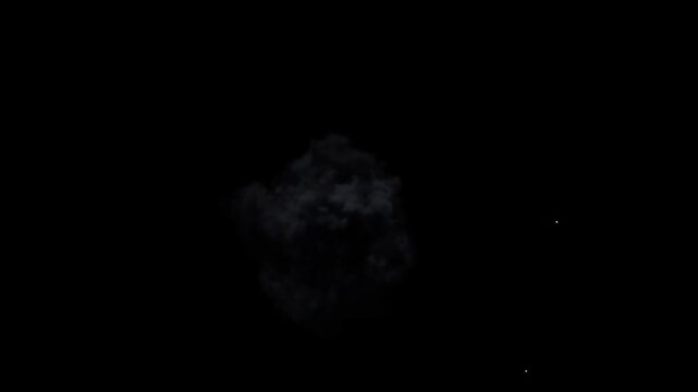 explosion smoke with alpha channel showing fire light and dark night sky transition effect