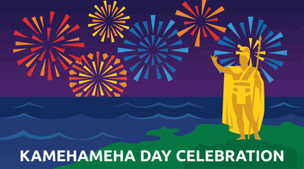 Kamehameha Day Celebration Fireworks Over Pacific Ocean © Bima