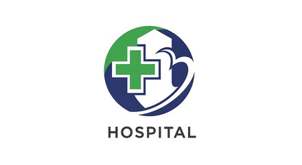 Obraz premium Modern healthcare logo design for hospital and medical facilities, symbolizing comprehensive patient care, wellness, and professional health services