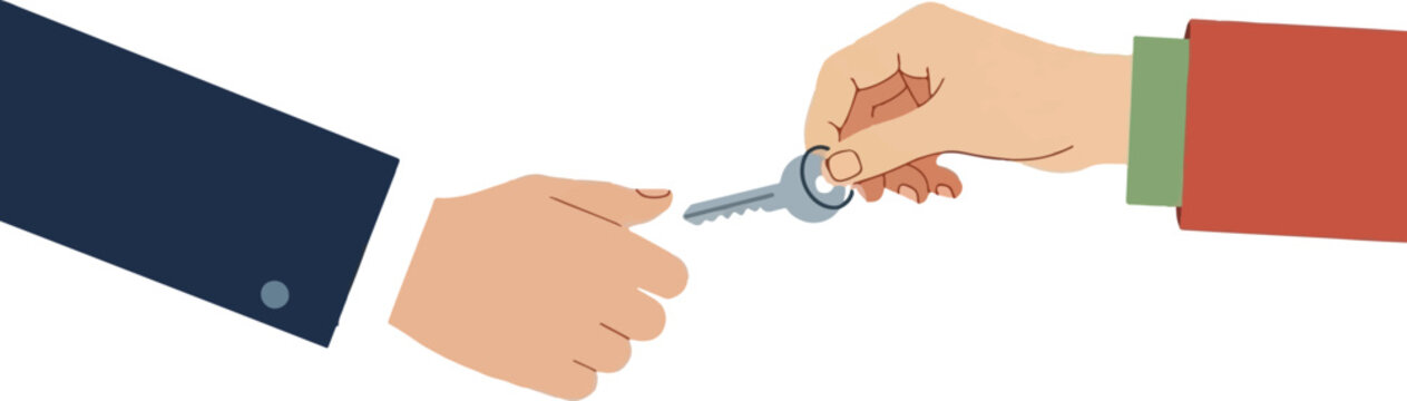 Handshake agreement with bleeding hand holding scissors.