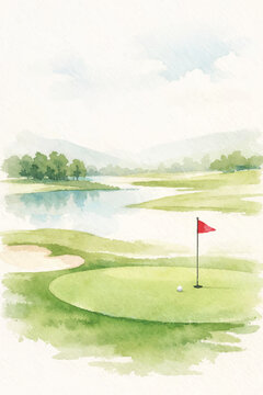minimalist watercolor golf course background