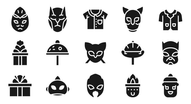 Black superhero masks and logos.