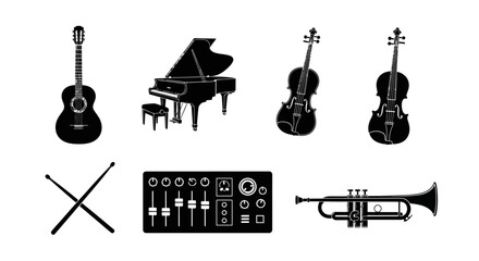 Musical Instruments on White Background. © Studio84