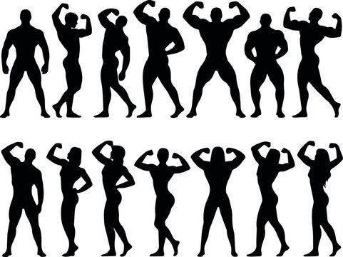 Bodybuilding posing silhouettes for competition reference