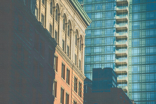 new york city skyline old vintage poster print buildings and city