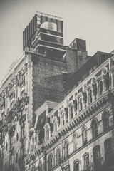 Obraz premium new york city skyline old vintage poster print buildings and city