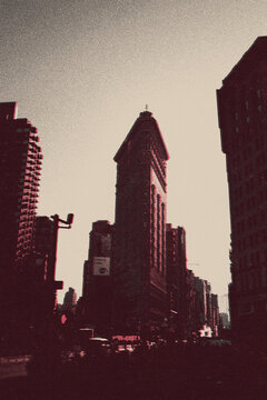 new york city skyline old vintage poster print buildings and city