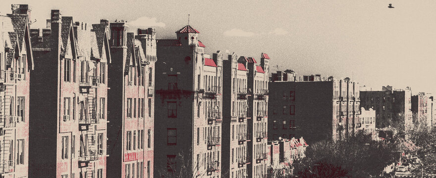 new york city skyline old vintage poster print buildings and city