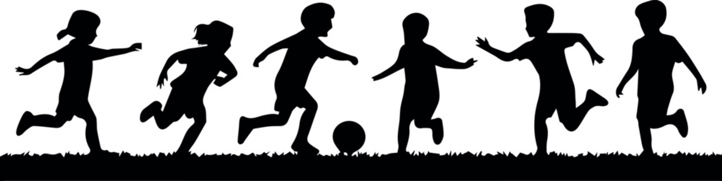 Children at summer camp running across field