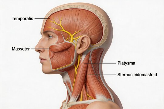 Human head muscle anatomy diagram