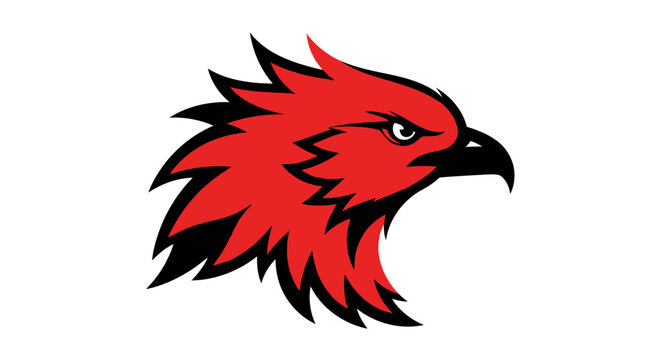 Aggressive Red Hawk Mascot Head Logo