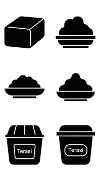 Terasi Shrimp Paste Icons: Block, Bowls, and Containers
