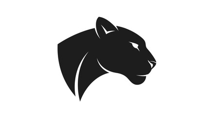 Black panther head silhouette, fierce predator, graphic design, isolated on white background © heri