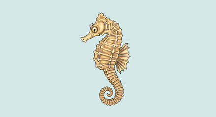Seahorse Illustration: Vintage Style Marine Life Creature © MUHRODIN