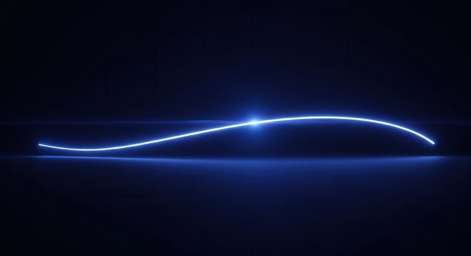 Futuristic Electric Car Silhouette Glowing Blue Neon Light on Dark Background.