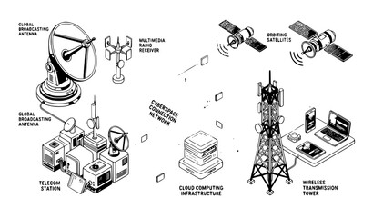 Futuristic Radio Antenna and Space Astronomy Research Vector Icon Pack © Shultana
