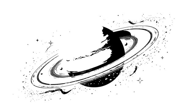 Monochrome Space Exploration Retro Badge and Rocket Shuttle Vector Pack