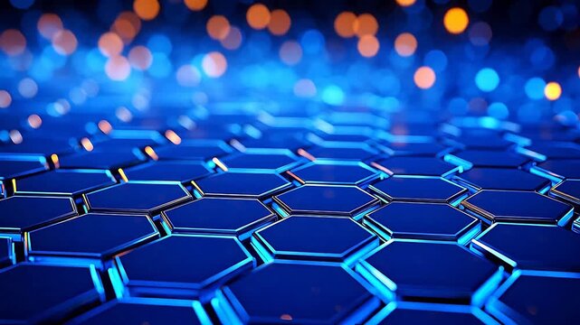 Digital blue glowing hexagon geometric background
