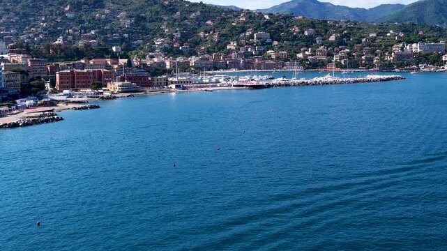 Aerial View of a Picturesque Italian Coastal Town and Harbor