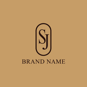 Elegant minimalist SJ letter logo design, modern monogram template for business branding, luxury corporate identity concept in oval shape.