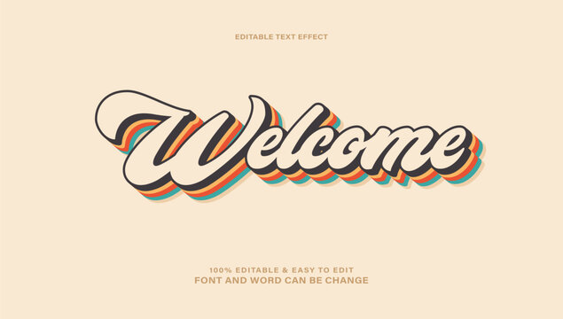 Retro 70s Editable Text Effect with Welcome Layered Script Font