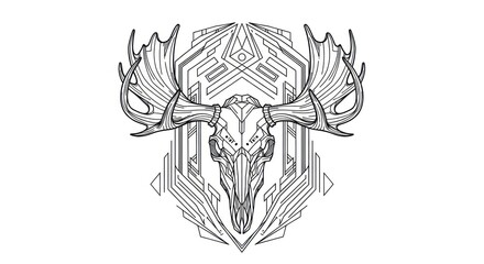 Fototapeta premium Geometric Deer Skull Illustration Design Element.