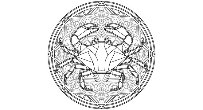 Cancer Zodiac Sign Crab Symbol Illustration.