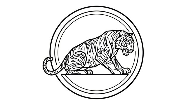 Black and White Tiger Illustration Design.