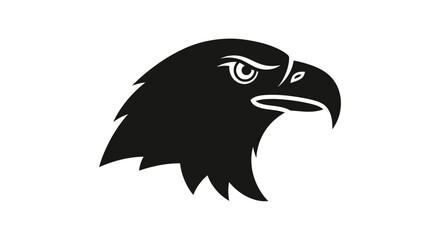 Fototapeta premium Stylized Black Hawk Head Silhouette on White Background, Fierce and Majestic