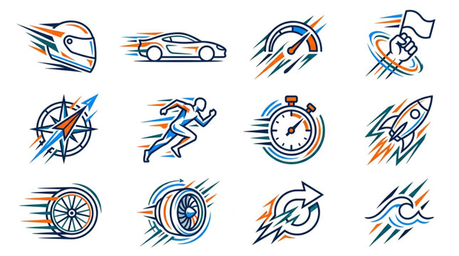 Speed and Direction Vector Icons Set