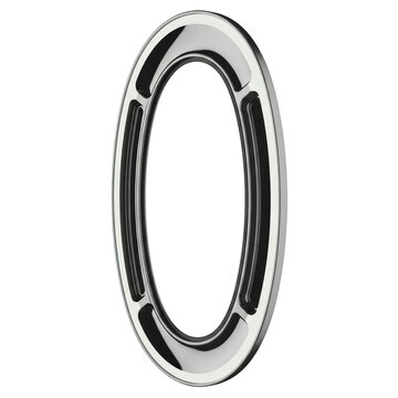 Oval ring with chrome finish and black inserts