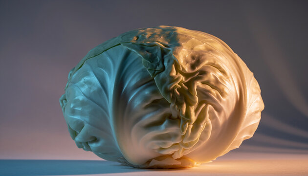 Colorful Artistic Brain Sculpture Resting On Smooth Surface.