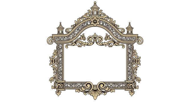 Ornate vintage frame, baroque decorative border, antique architectural element
