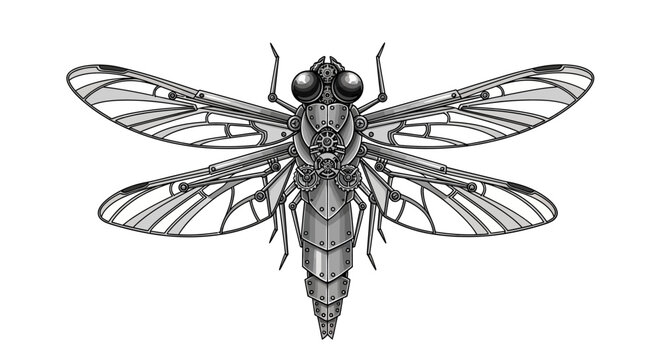 Steampunk Dragonfly Insect Illustration