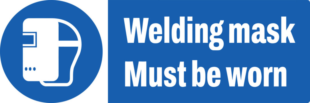 Mandatory Safety Sign: Welding Mask Must Be Worn - Blue Industrial Protection Notice