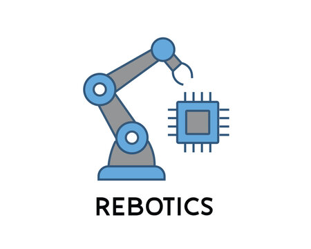 lobal network and robotics icons showing artificial brain earth connection and machine arm