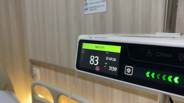 Medical Monitor: Showing vital signs, with focus on NaCL, close up shot of a modern medical monitor in a medical setting.
