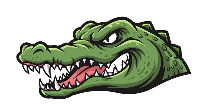 Fierce angry green alligator head mascot design