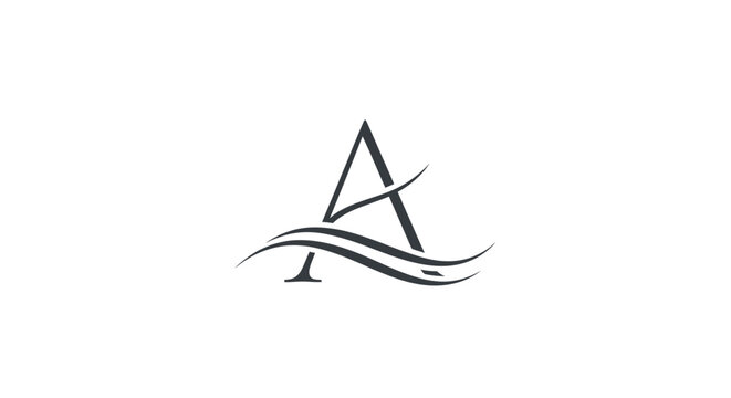 Elegant script letter A logo with flowing blue lines.