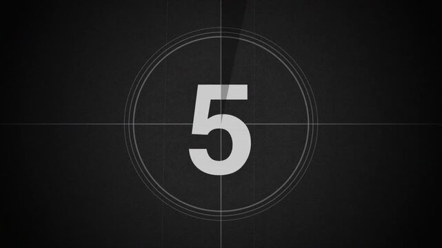Vintage Movie Film Countdown Timer from 10 to 0 with Grain and Scratches, Retro Cinema Head Leader, Old Film Reel Opener, Classic Projected Motion Graphic Animation 4k video
